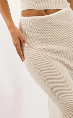 Stone Two Tone Knit Midaxi Skirt