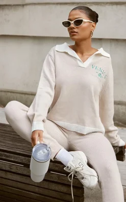 Stone Venice Embroidered Knitted Sweatpants