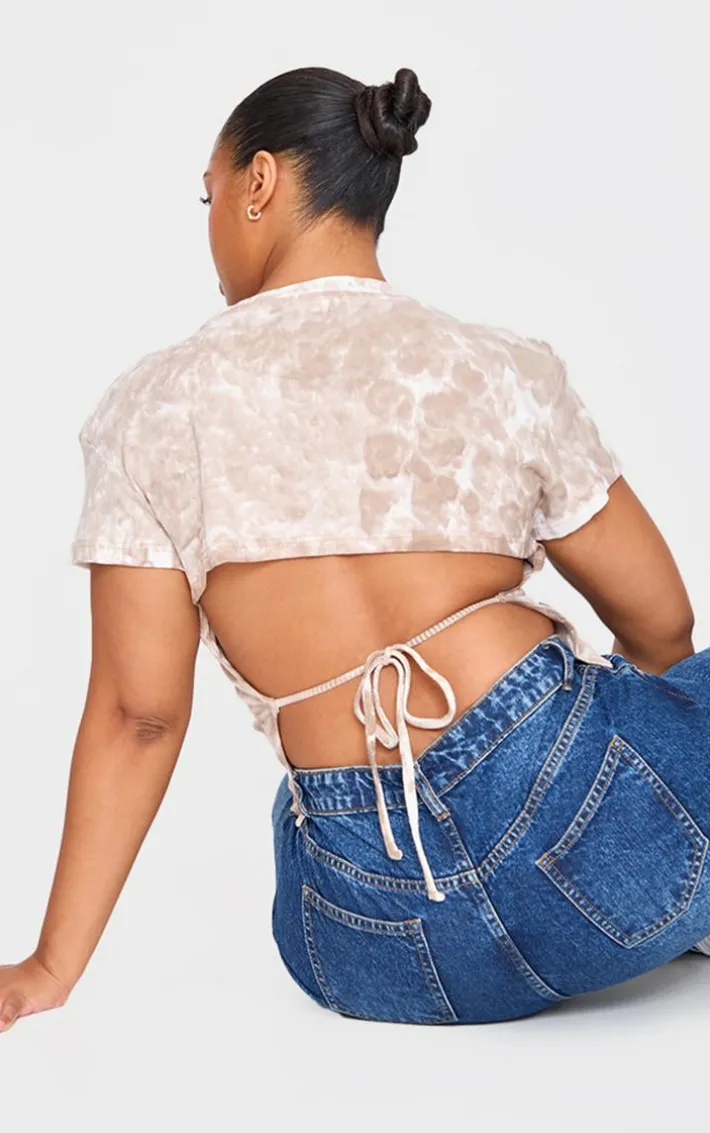 Stone Washed Rib Open Back T Shirt