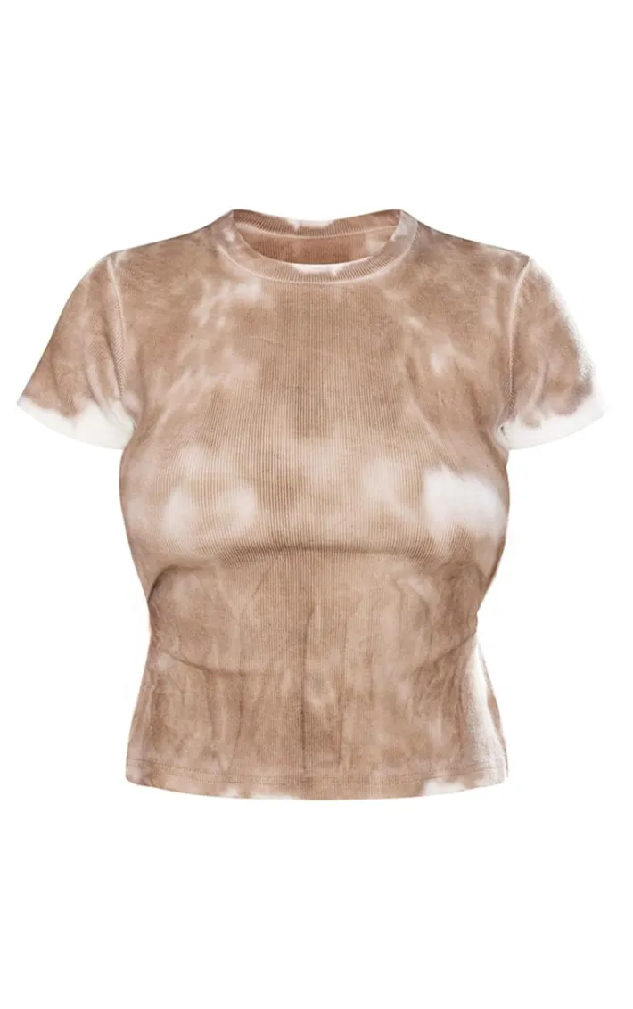 Stone Washed Rib Open Back T Shirt