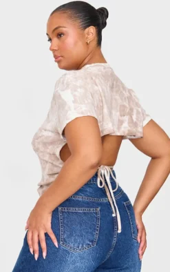 Stone Washed Rib Open Back T Shirt