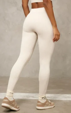 Stone Washed Snatched Rib Basic Leggings