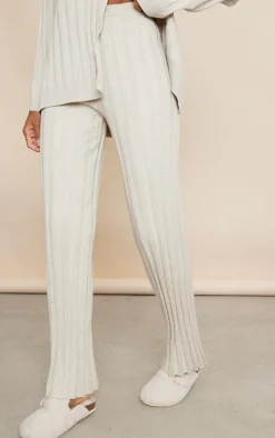 Stone Wide Rib Knitted Pants