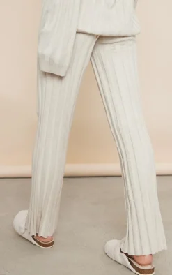 Stone Wide Rib Knitted Pants