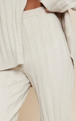 Stone Wide Rib Knitted Pants
