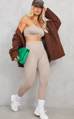 Stone Wide Structured Rib Scoop Neck Bralet