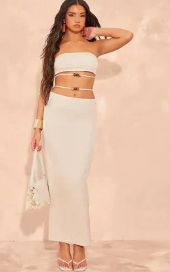 Stone Woven Cut Out Beaded Maxi Dress