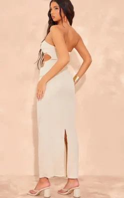 Stone Woven Cut Out Beaded Maxi Dress