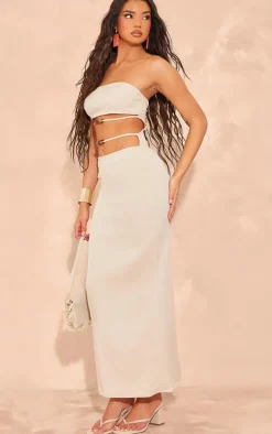 Stone Woven Cut Out Beaded Maxi Dress