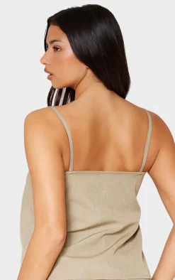 Stone Woven Open Front Cami Top