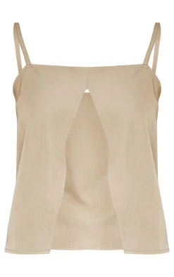 Stone Woven Open Front Cami Top