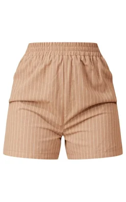 Stone Woven Pinstripe Floaty Shorts