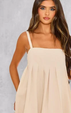 Stone Woven Pleated Puff Ball Dress