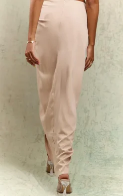 Stone Woven Ruched Skirt Midaxi Skirt