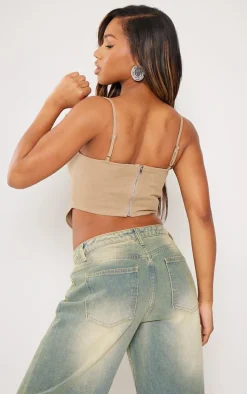 Stone Woven Ruffle Bust Corset