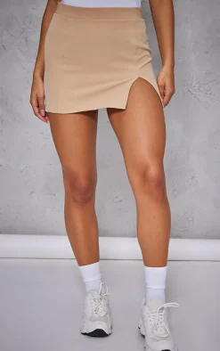 Stone Woven Split Hem Mini Micro Skirt