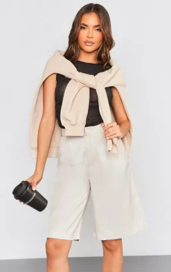 Stone Woven Tailored Bermuda Jorts