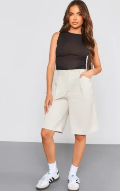 Stone Woven Tailored Bermuda Jorts