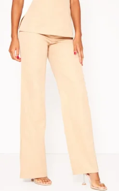 Stone Woven Tailored Split Hem Skinny Pants