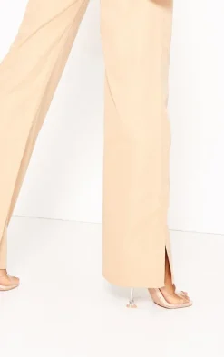 Stone Woven Tailored Split Hem Skinny Pants