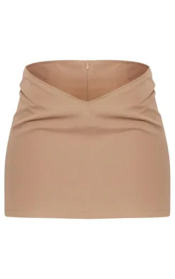 Stone Woven V Front Waist Micro Mini Skirt