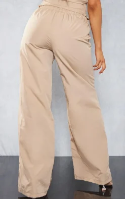 Stone Woven Wide Leg Cargo Pants