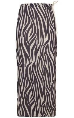 Stone Zebra Rope Detail Split Beach Maxi Skirt