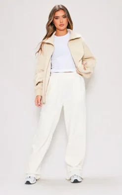 Stone Zip Up Neck Wide Pocket Detail Panel Sweatshirt