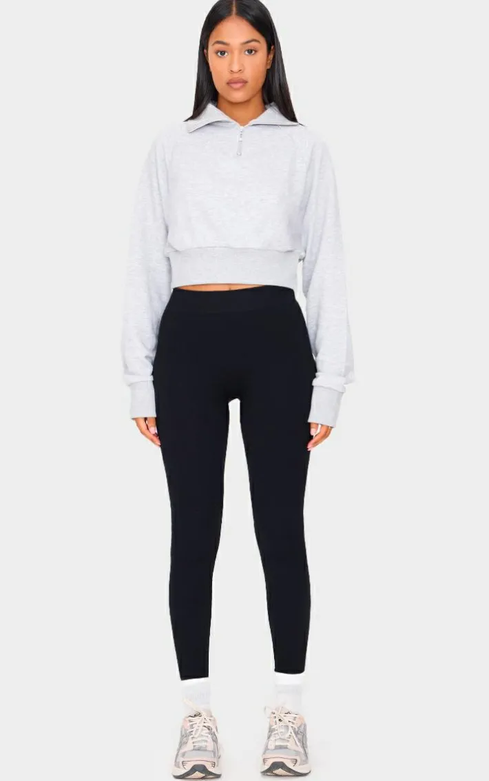 Tall Black Structured Snatched Ribbed Leggings