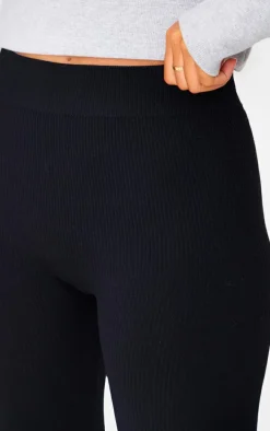 Tall Black Structured Snatched Ribbed Leggings