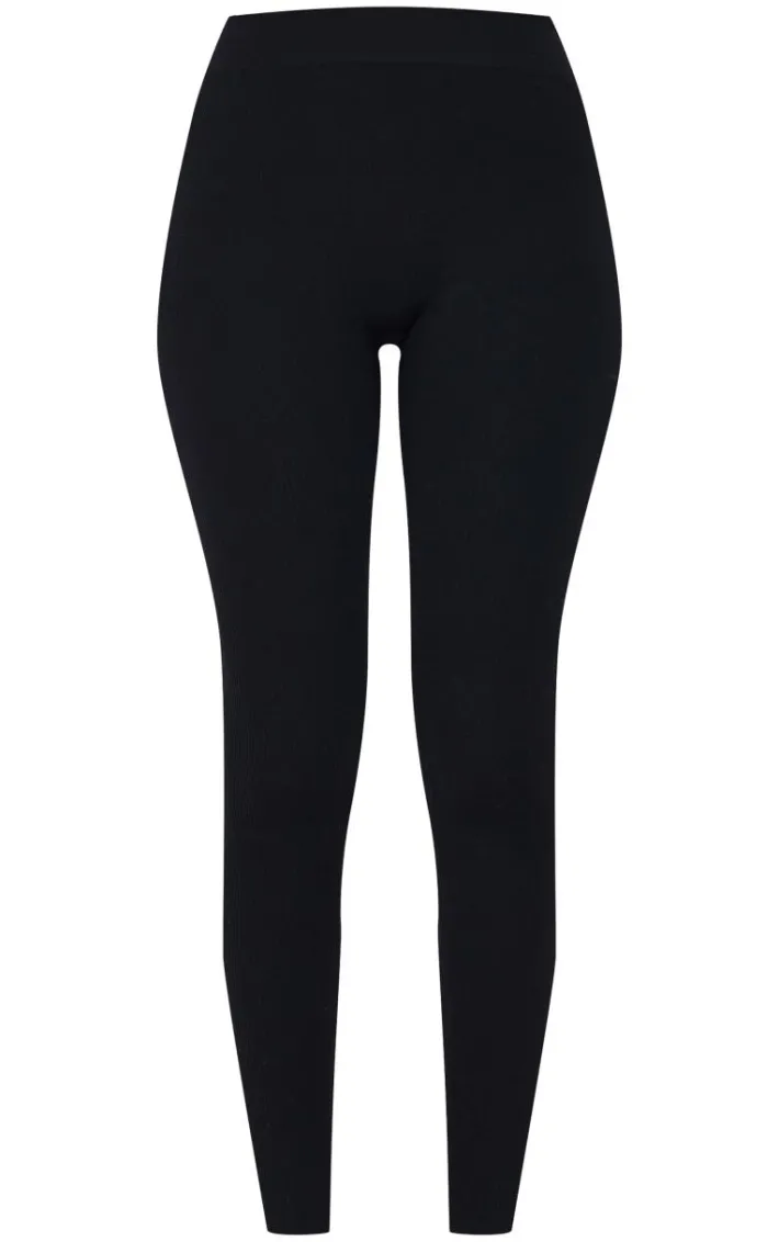 Tall Black Structured Snatched Ribbed Leggings