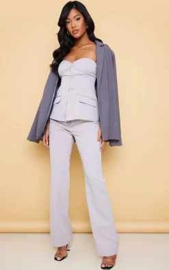 Tall Ash Grey Button Up Front Corset Top