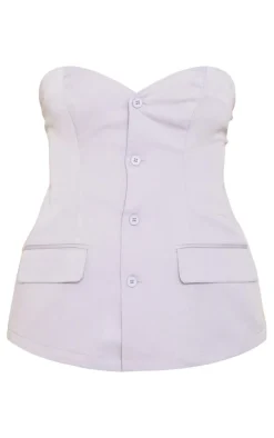 Tall Ash Grey Button Up Front Corset Top