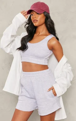 Tall Ash Grey Cuffed Waist Detail Vest Top