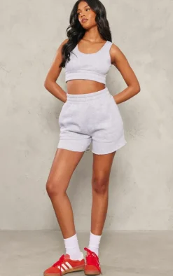 Tall Ash Grey Cuffed Waist Detail Vest Top