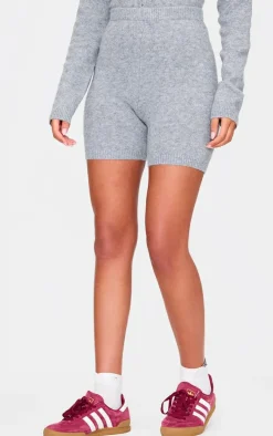 Tall Ash Grey Soft Knit Biker Shorts