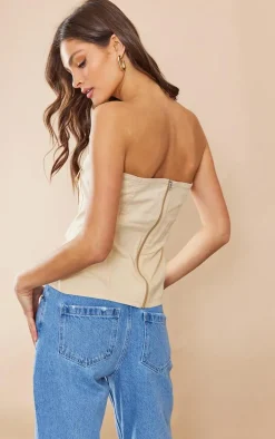 Tall Beige Cargo Pocket Detail Corset Top