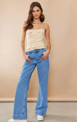 Tall Beige Cargo Pocket Detail Corset Top