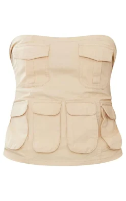 Tall Beige Cargo Pocket Detail Corset Top