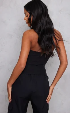 Tall Black Bandeau Corset Top