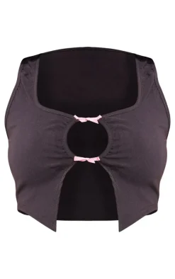 Tall Black Bow Detail Vest