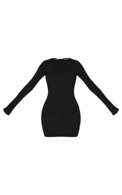 Tall Black Cotton Tie Scoop Back Mini Dress