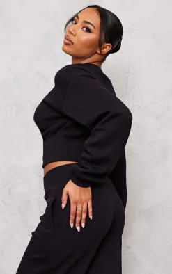 Tall Black Cropped Oversized Sweatshirt