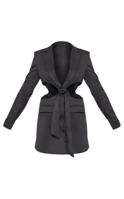 Tall Black Cut Out Detail Blazer Dress