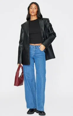 Tall Black Distressed Racer Neck Crop Top