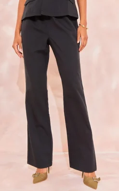Tall Black Elasticated Waist Wide Leg Pants