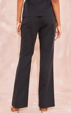 Tall Black Elasticated Waist Wide Leg Pants