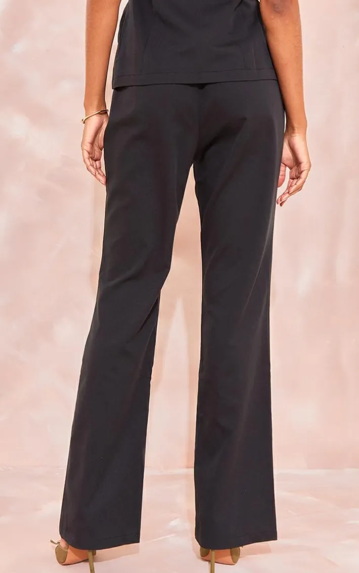 Tall Black Elasticated Waist Wide Leg Pants