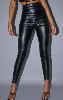 Tall Black Faux Leather High Waisted Leggings