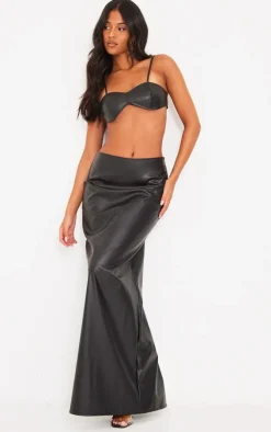 Tall Black Faux Leather Maxi Skirt